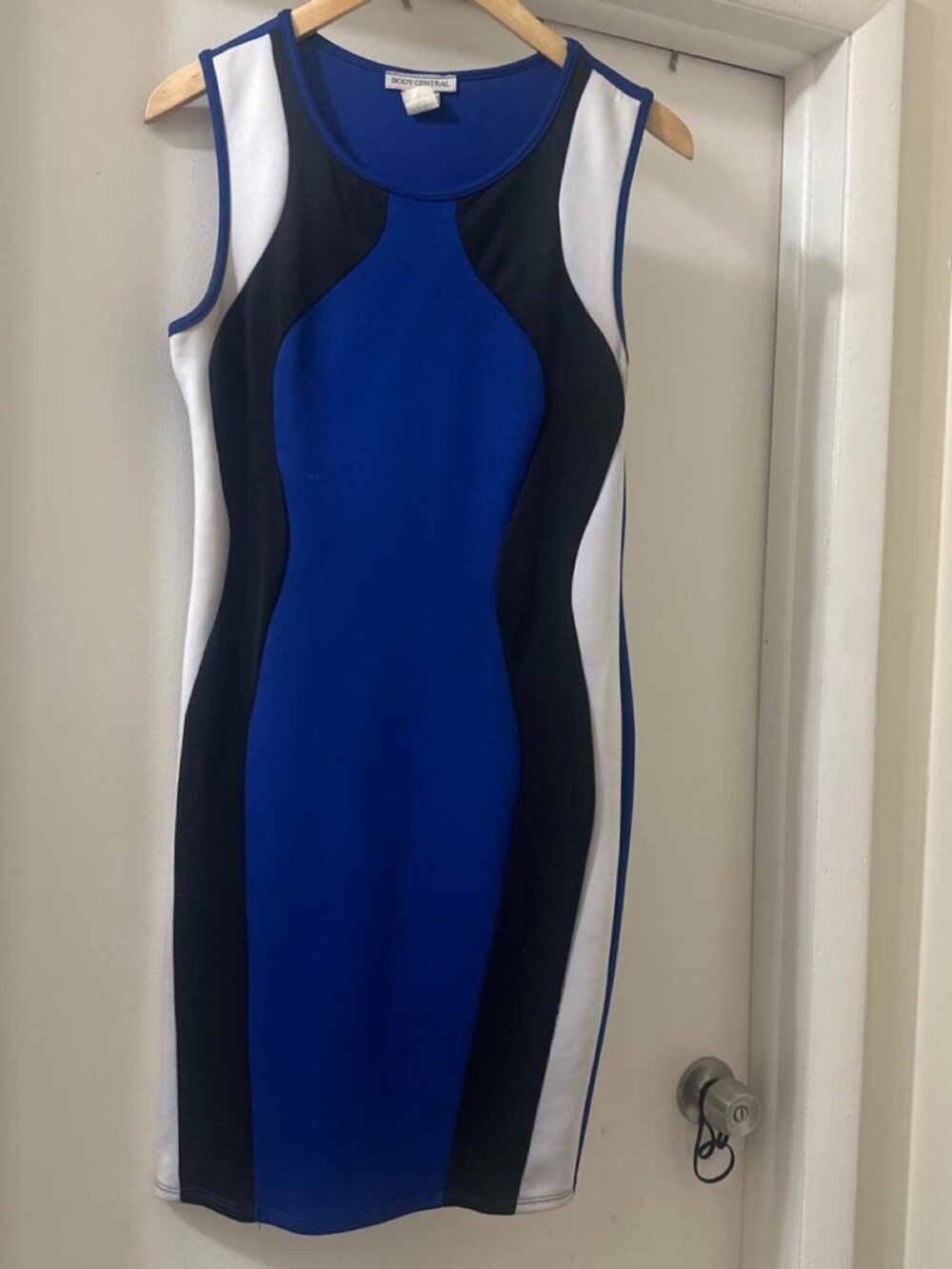 Body Central Blue White Black Color-Block Dress — Workwear Dress, Size L